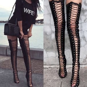 Brand new lace up thigh boots
